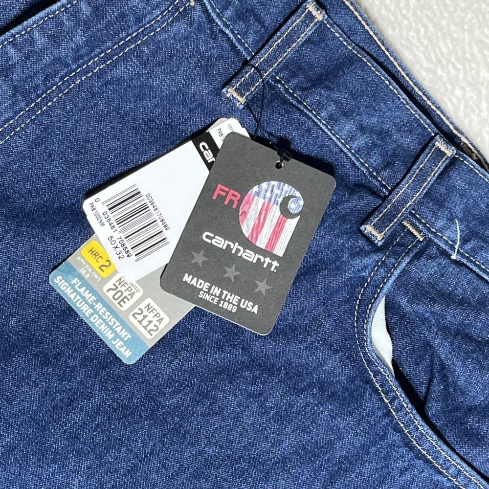 Carhartt FR Flex Relaxed Fit Utility Signature Denim Jean 50x32 Blue 104806 NWT